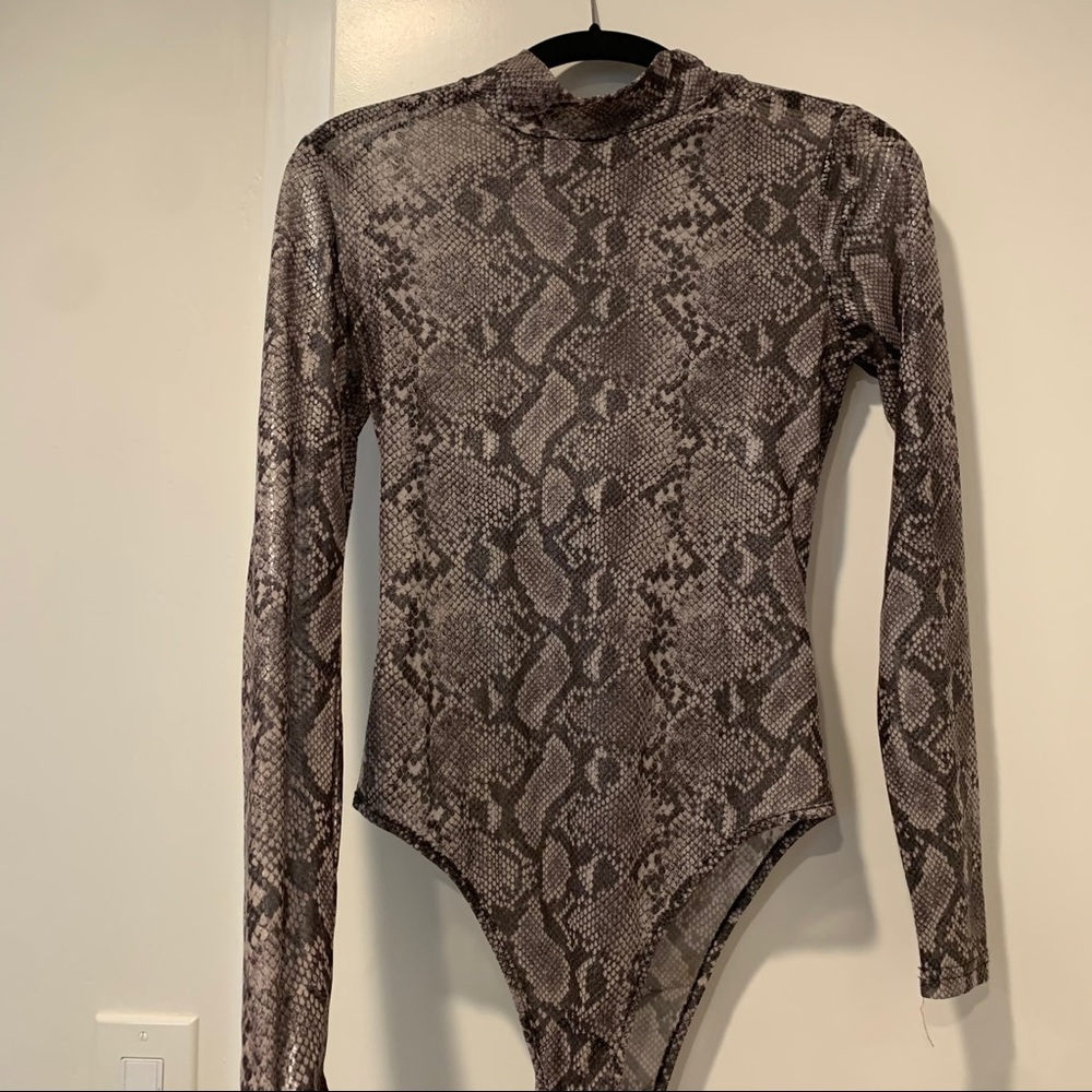 NastyGal sheer snake skin turtleneck bodysuit